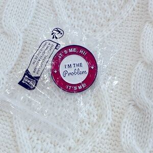 NEW Red and White Button Pin